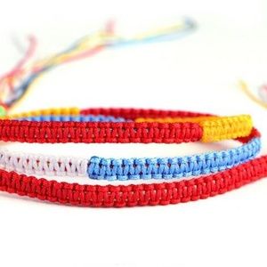 Natural Red Agate String Bracelet Hand-Woven Brack